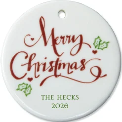 Merry Christmas Round Christmas Personalized Ornament