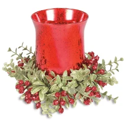 Mistletoe Glass Floral Tealight Holder