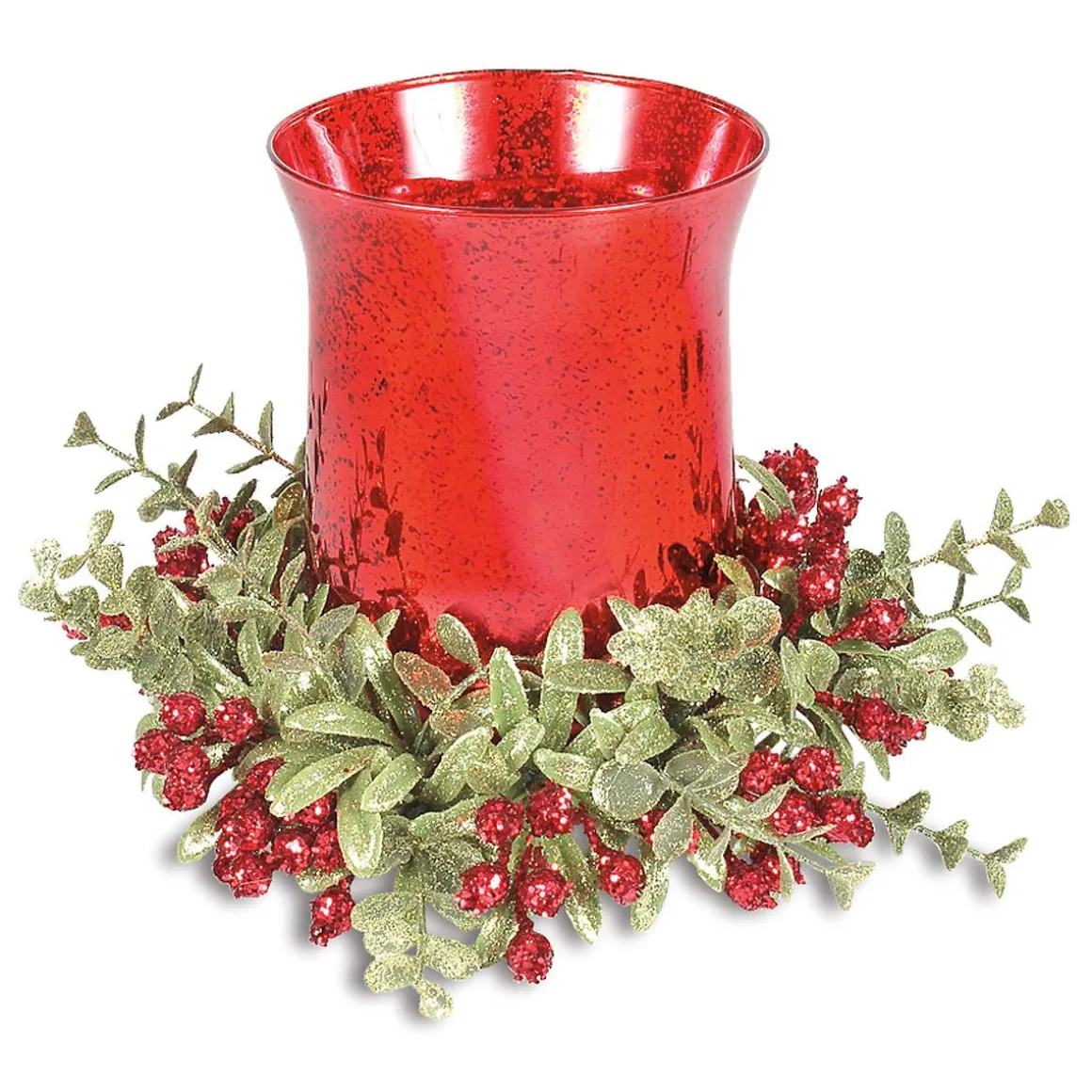Mistletoe Glass Floral Tealight Holder