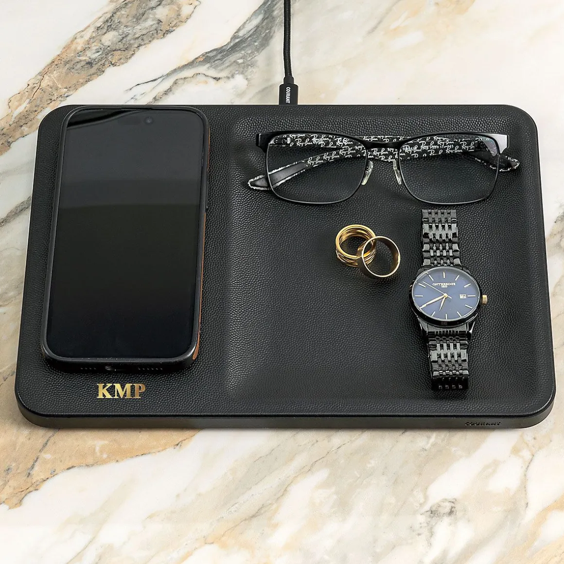 Monogrammed Courant Charging Tray