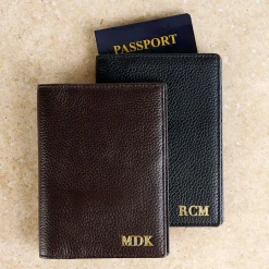 Monogrammed Genuine Leather Passport Holder