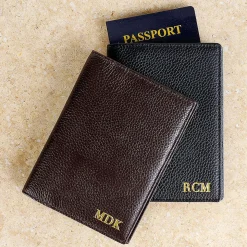 Monogrammed Genuine Leather Passport Holder
