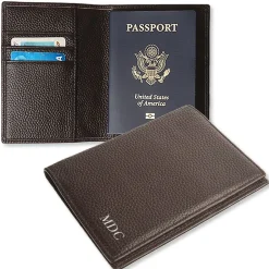 Monogrammed Genuine Leather Passport Holder