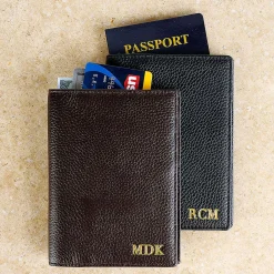 Monogrammed Genuine Leather Passport Holder
