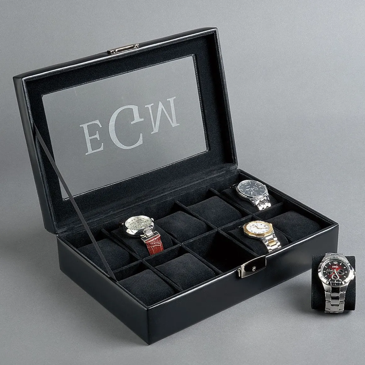 Monogrammed 10-Slot Watch Box