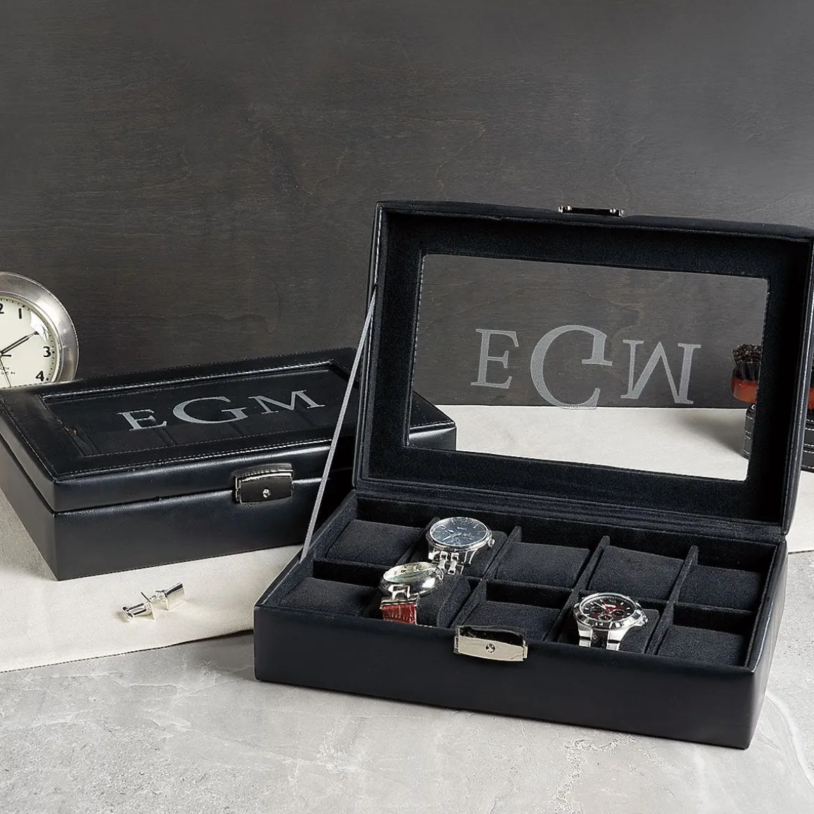 Monogrammed 10-Slot Watch Box