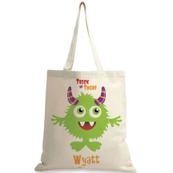 Monster Personalized Halloween Canvas Tote