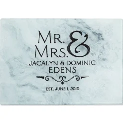 Mr. & Mrs. Personalized Glass Cutting Board