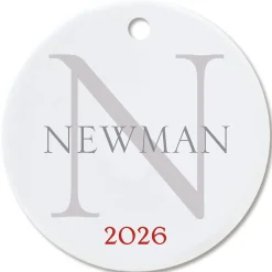 Name with Initial Round Christmas Personalized Ornament