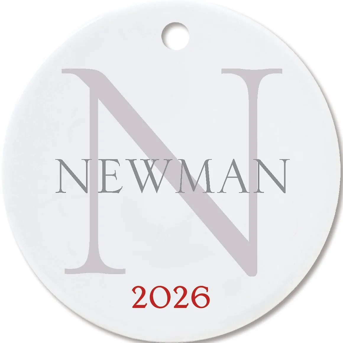 Name with Initial Round Christmas Personalized Ornament