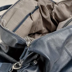Navy Genuine Leather Monogrammed Duffel Bag