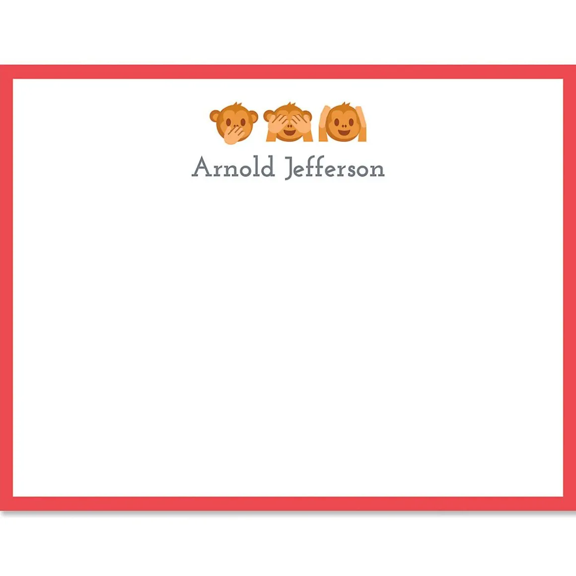 No Evil Monkey Emoji Correspondence Cards