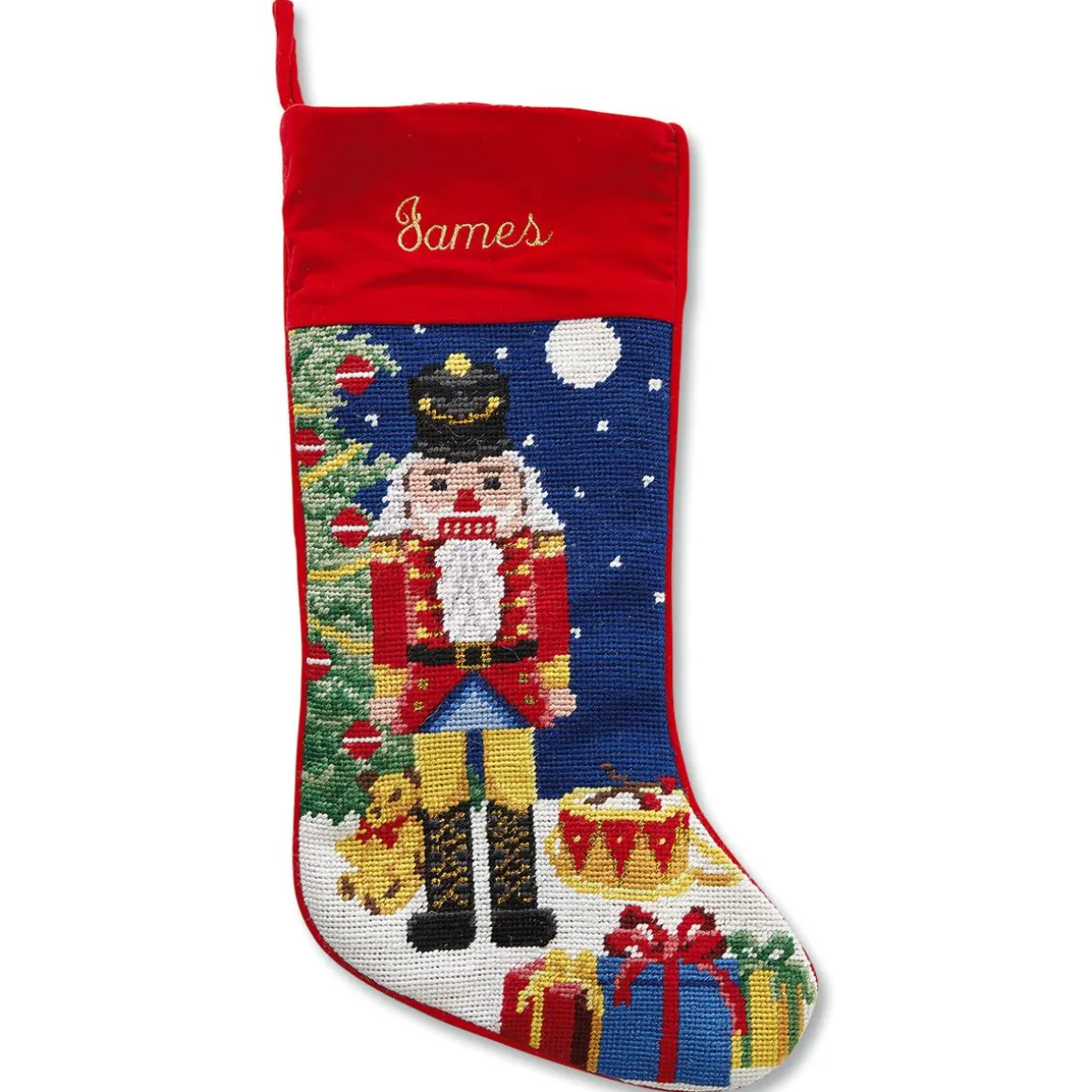Nutcracker Heirloom Needlepoint Personalized Christmas Stocking