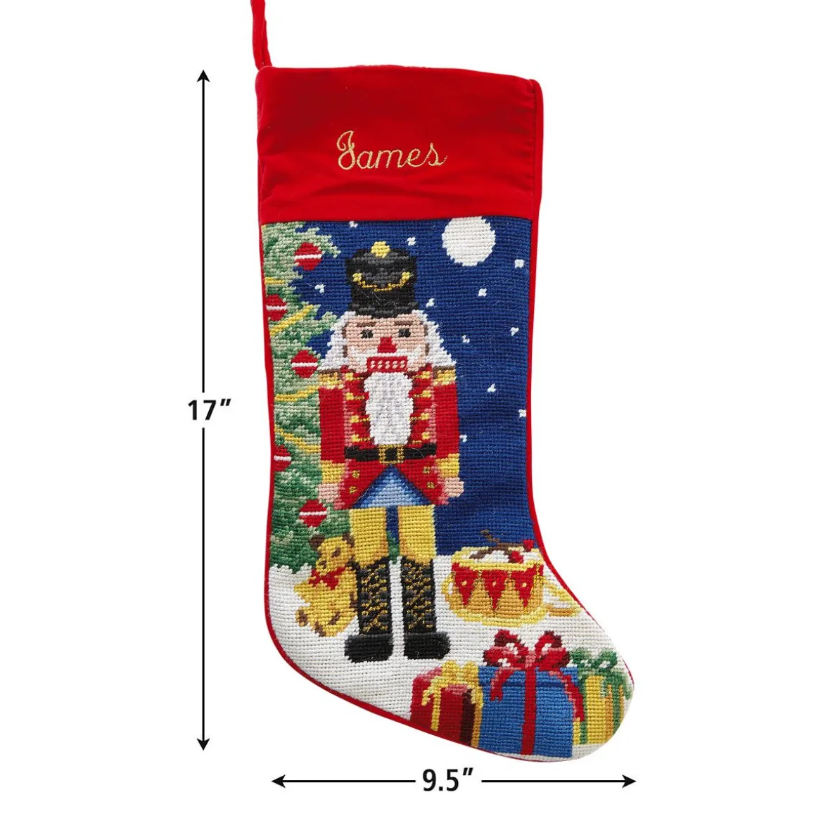 Nutcracker Heirloom Needlepoint Personalized Christmas Stocking