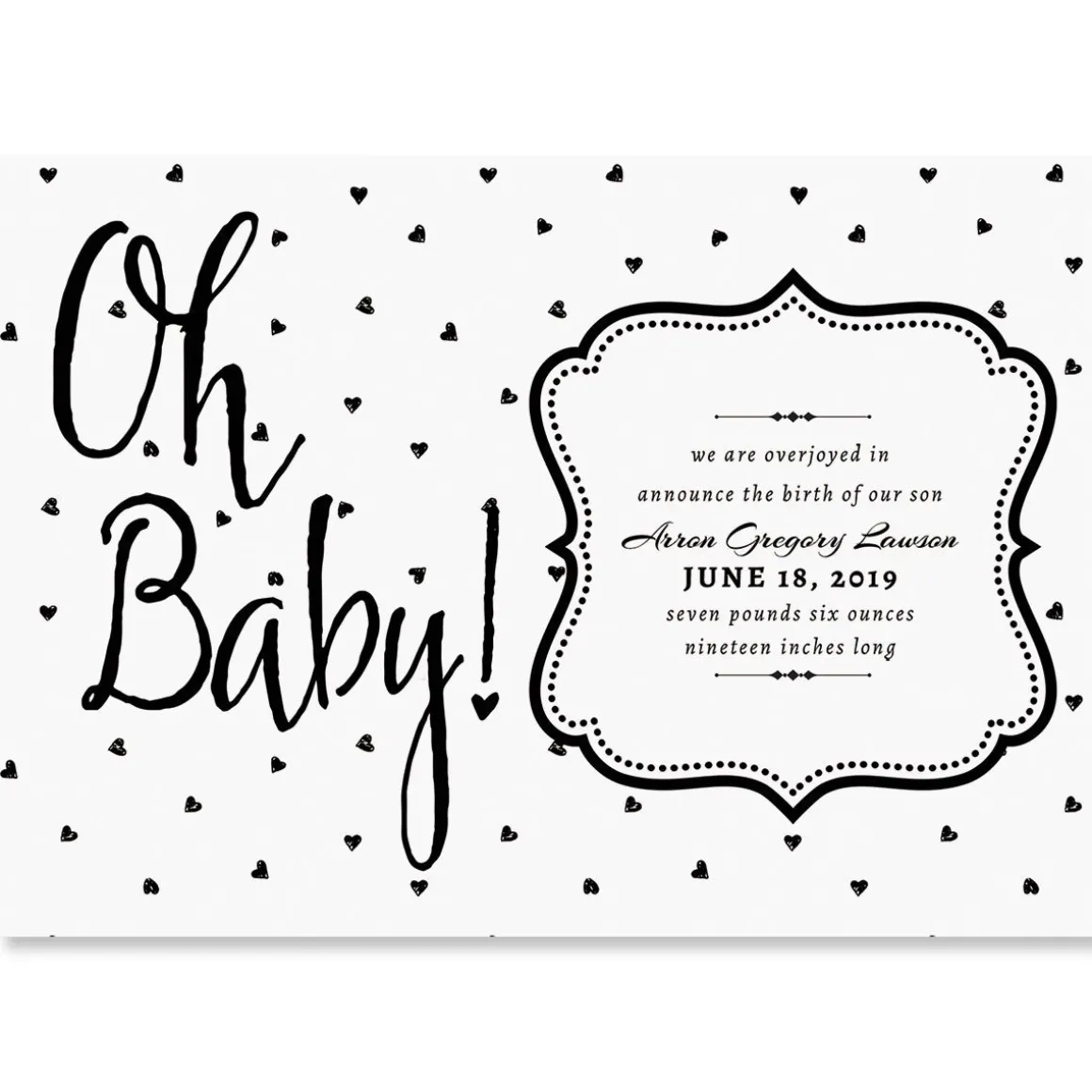 Oh Baby Hearts Personalized Birth Announcements
