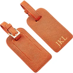 Orange Leather Personalized Luggage Tag