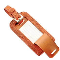 Orange Leather Personalized Luggage Tag