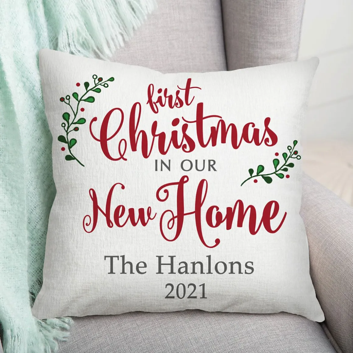 Our New Home Christmas Personalized Pillow