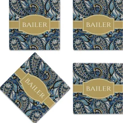 Paisley Personalized Ceramic Coasters