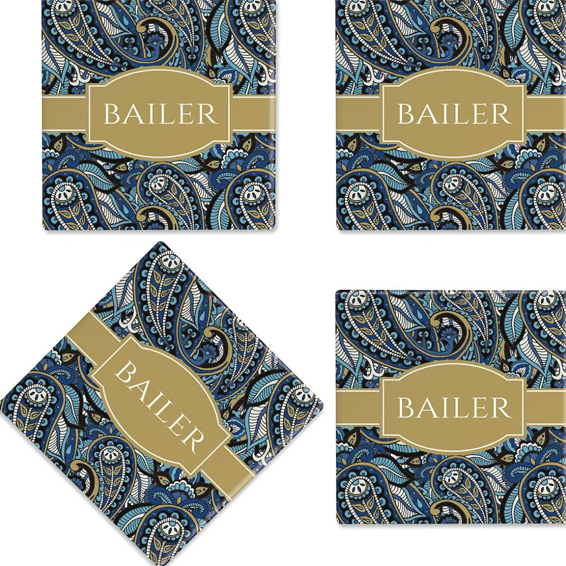 Paisley Personalized Ceramic Coasters