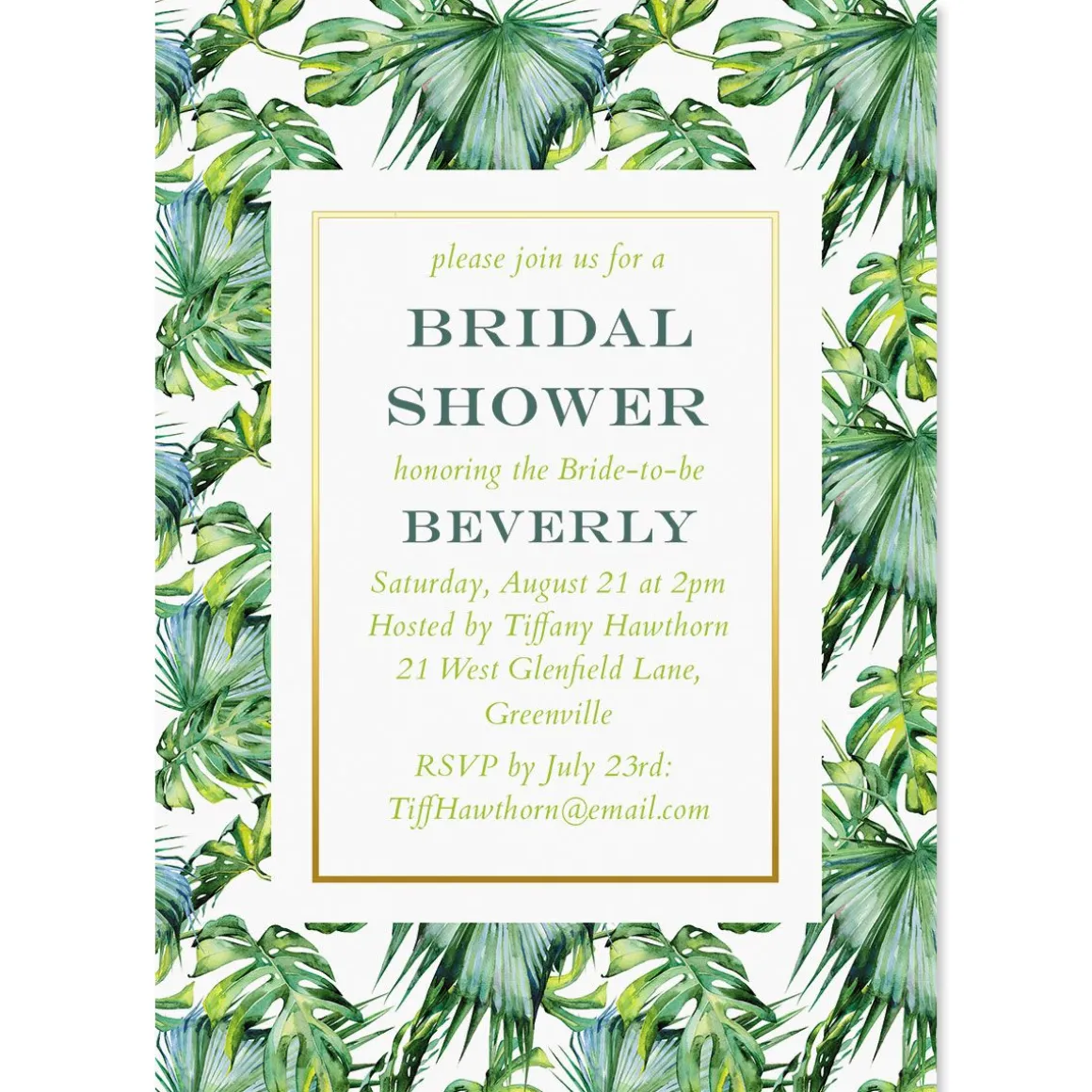 Palm and Gold Personalized Invitations