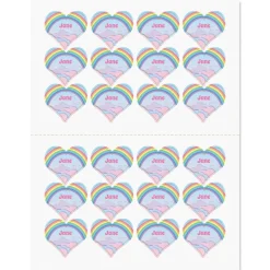Pastel Rainbow Heart Personalized Stickers