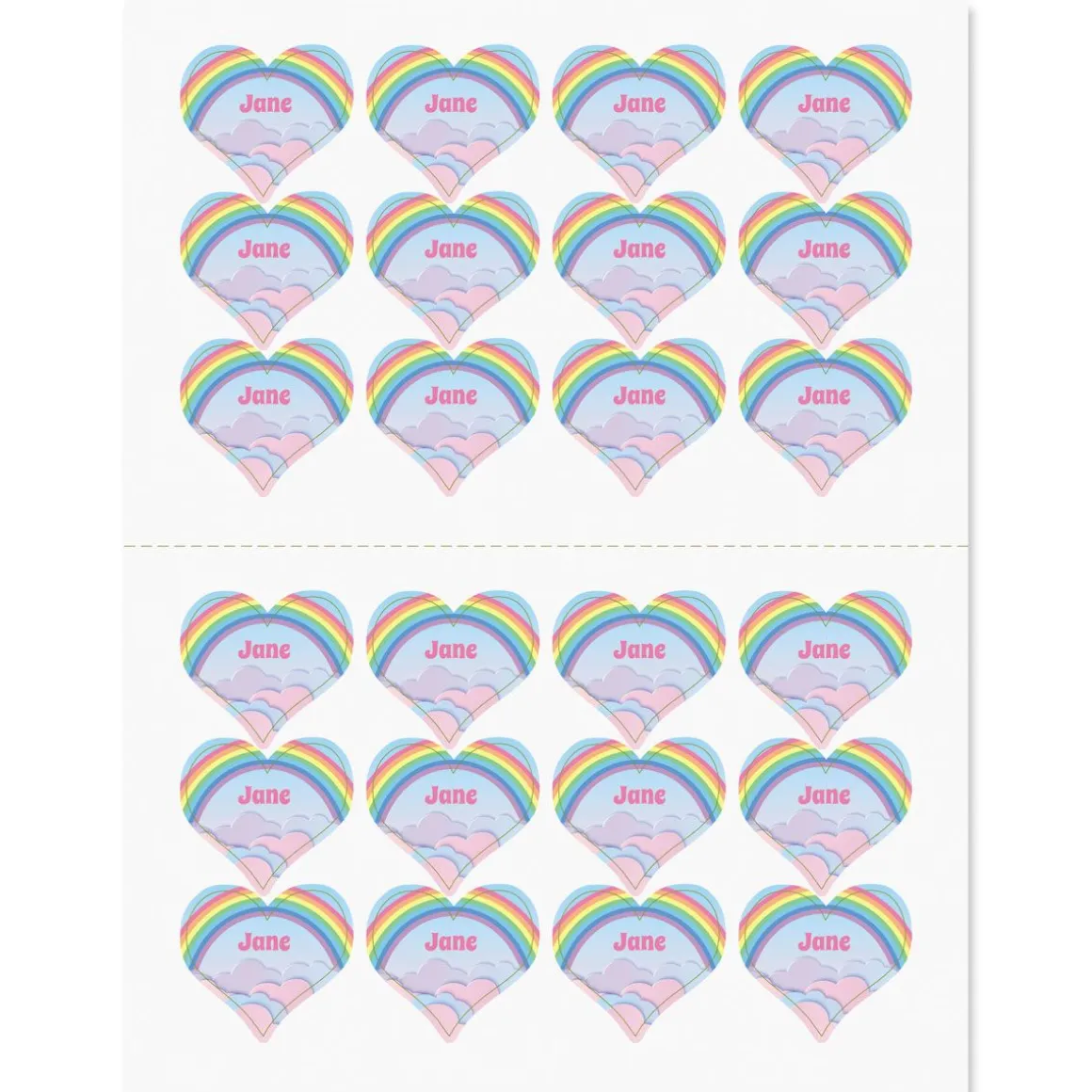 Pastel Rainbow Heart Personalized Stickers
