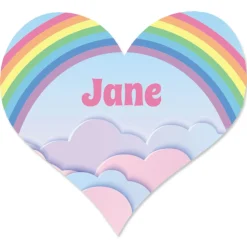 Pastel Rainbow Heart Personalized Stickers