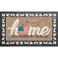Patriotic Home Insert and Frame Personalized Doormat