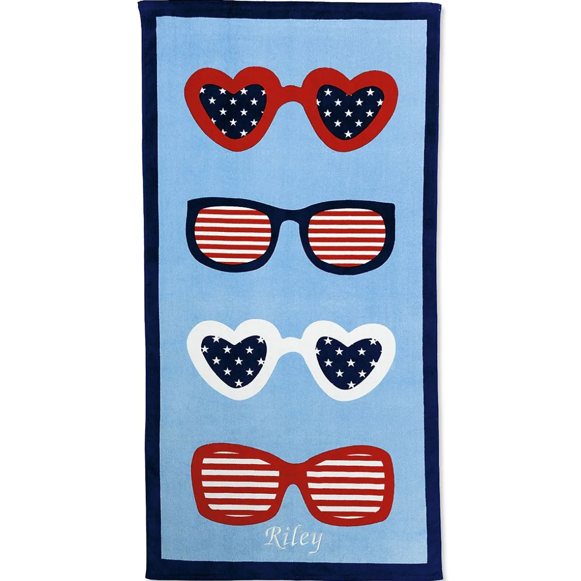 Patriotic Sunglasses Personalized Beach Towel