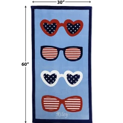 Patriotic Sunglasses Personalized Beach Towel