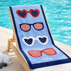 Patriotic Sunglasses Personalized Beach Towel
