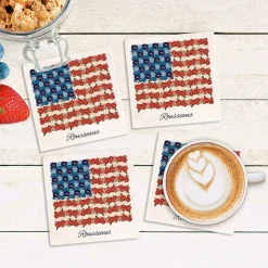 Personalized Americana Floral Flag Coasters