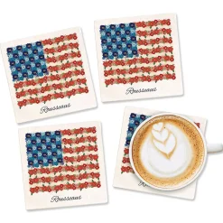 Personalized Americana Floral Flag Coasters