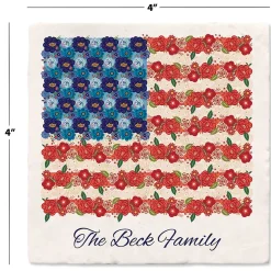 Personalized Americana Floral Flag Coasters