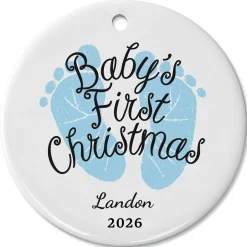 Personalized Baby Boy's First Christmas Ceramic Ornament