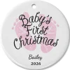 Personalized Baby Girl's First Christmas Ceramic Ornament