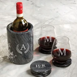 Personalized Black Marble Wine Chiller/Holder