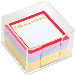 Personalized Bright Borders Note Sheets in a Cube