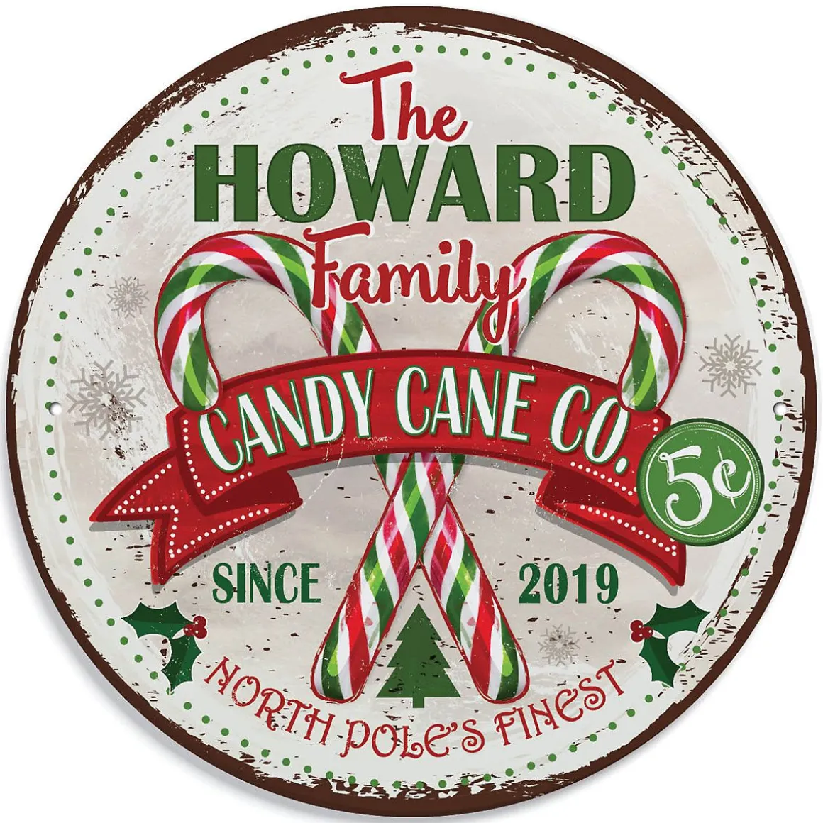 Personalized Candy Cane Co. Tin Sign