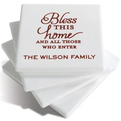 Personalized Ceramic Coasters - Bless This Home