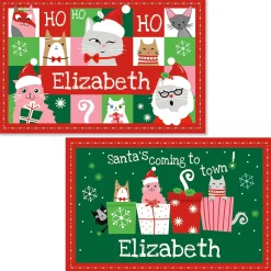 Personalized Christmas Cat Kids' Placemat