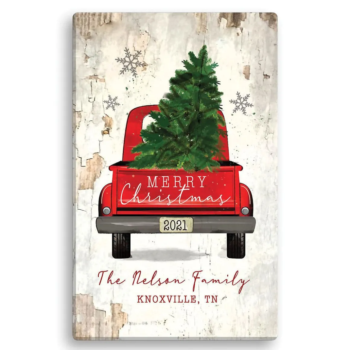 Personalized Christmas Red Truck Canvas