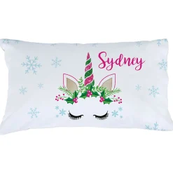 Personalized Christmas Unicorn Pillowcase