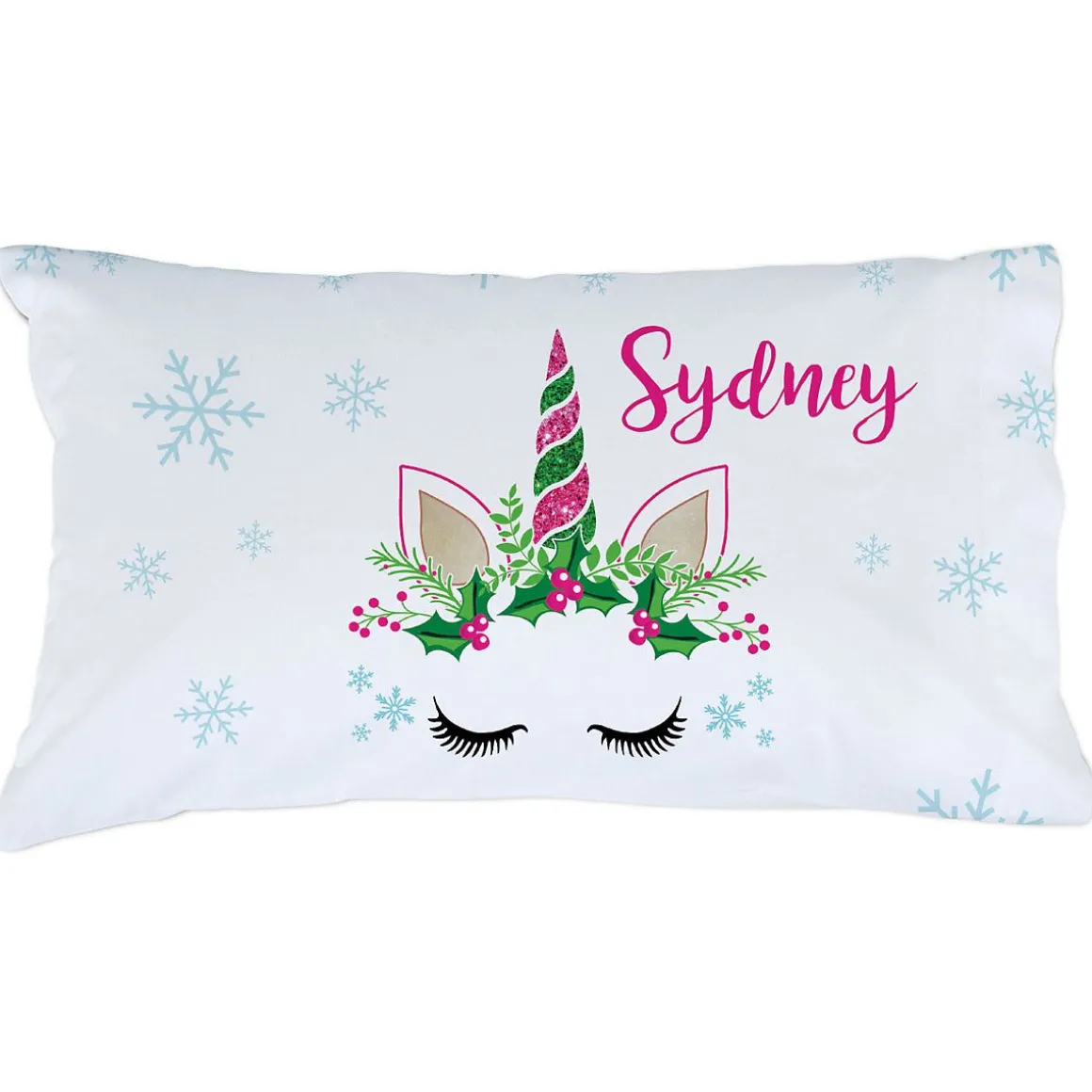 Personalized Christmas Unicorn Pillowcase