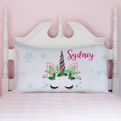Personalized Christmas Unicorn Pillowcase