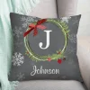 Personalized Christmas Wreath Pillow