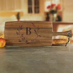 Personalized Circle Laurel Paddle Cutting Board