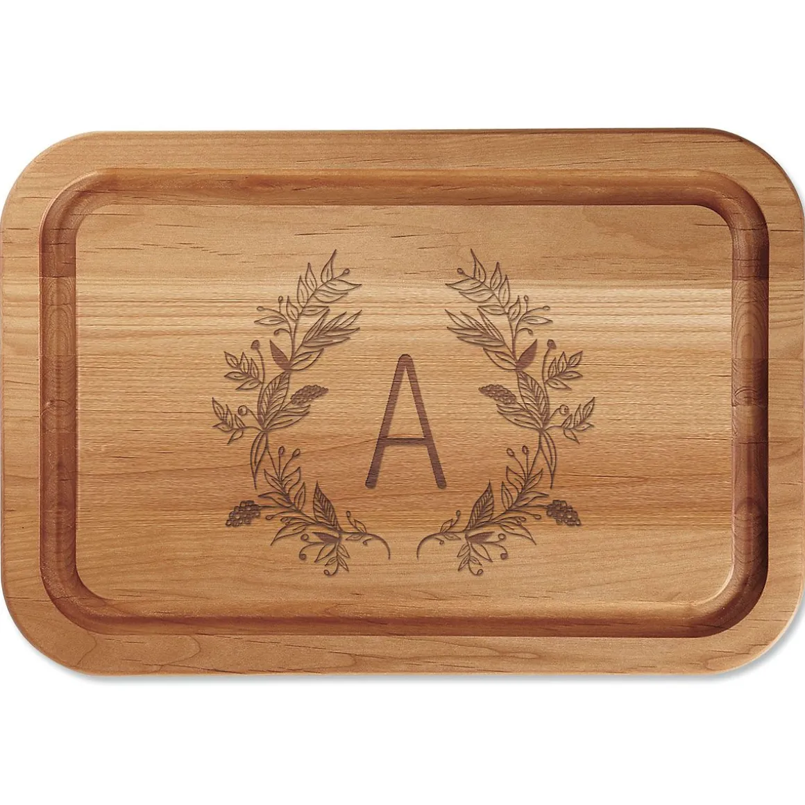 Personalized Floral Laurel Cutting Board