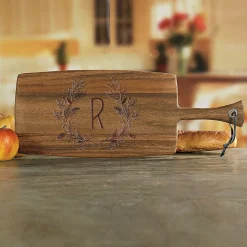Personalized Floral Laurel Paddle Cutting Board